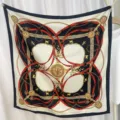 Foulard quadrato in seta di lusso donna 90x90cm stampa catena vintage elegante foulard - Avorio