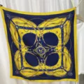 Foulard di seta di lusso 90x90cm stampa catena cintura vintage quadrato elegante donna protezione - Giallo