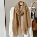 Elegante sciarpa a pois marrone da donna, scialle lungo e leggero per la primavera e autunno. - Kaki / 220cm