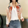 Donna vintage teschio stampa quadrato foulard di seta moda collo sciarpa scialle abito. - 2#