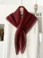 Sciarpa triangolare in maglia rossa donna inverno caldo scialle elegante moda versatile - Borgogna