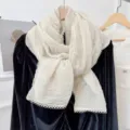 Sciarpa plissettata beige in pizzo da donna, elegante scialle coreano sottile e foulard. - 180cm / Beige