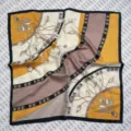 Foulard quadrato in seta estivo da donna, elegante accessorio con stampa floreale geometrica. - 2#