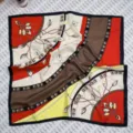 Elegante foulard in seta quadrato donna stampa floreale retro accessorio moda. - 3#