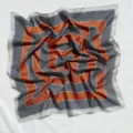 Foulard quadrato in seta geometrica arancione 53cm elegante accessorio rétro chic donna - 1# Arancione Geometrico