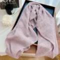 Cotton linen crinkle scarf dusty pink variant, elegant lace trim women summer shawl. - Dusty Purple