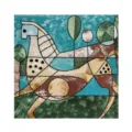Elegante foulard quadrato in seta da donna con stampa geometrica di cavallo, accessorio moda. - 4#