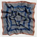 Donna 53cm quadrato foulard di seta retro elegante stampa geometrica sciarpa moda - 2# Blu Blocco di Colore