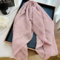 Pink cotton linen square scarf, versatile solid color summer sun protection thin shawl. - Dusky Pink
