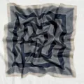 Foulard quadrato in seta donna 53cm vintage nero bianco stampa geometrica elegante chic - 3# Nero e Bianco Quadrati