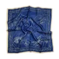 Foulard quadrato in seta blu 53cm con stampa carrozza, elegante sciarpa retrò per donne. - 2#