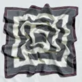 Foulard quadrato in raso da donna stampa geometrica sciarpa chic elegante 53cm - 4# Marrone Bordo
