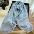 Light blue crinkled cotton linen scarf versatile summer thin solid color shawl hijab - Blue