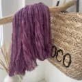 Violetter knittriger Baumwoll Leinen Schal für Damen, vintage leichter Sommer Schultertuch. - Rosenlila