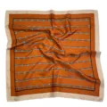 Foulard di seta arancione quadrato 53cm con motivo a righe morsetto elegante moda donna chic - Arancione