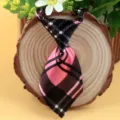 Cute plaid necktie for pets and kids, stylish black and pink design with cute star print details. - Black and Pink Plaid (LD-CW26)