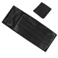 Men solid color formal suit accessory set with bow tie cummerbund and pocket square. - Black