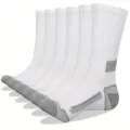 Men's athletic crew socks white and grey breathable comfortable sports basketball socks pack - Plus Size 42-47 / White