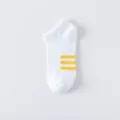 Men white low-cut sports socks with three yellow stripes summer thin ankle socks variant style - One Size / Bright Yellow