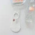 Fantasmini bianchi invisibili da donna con ricamo di fiori marroni stile estivo grazioso. - Taglia unica / Girasole