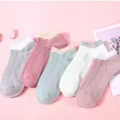 Women summer shallow short socks sweet Japanese diamond low cut boat socks thin style - One Size / Fresh Green