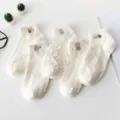 White women socks low cut cute embroidered short socks breathable cotton summer thin socks - One Size / Multicolor