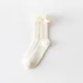 White ruffle lace mid-tube Lolita socks, breathable knit cotton socks for women, sweet JK style. - One Size / Beige Braided Hair Claw