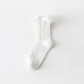 White ruffle lace mid-calf socks sweet lolita JK breathable mesh cable knit socks. - One Size / White Twisted