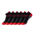 Men's breathable athletic running socks moisture wicking short ankle sports socks set - One Size / Black Red