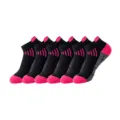 6-pack athletic running socks, breathable black pink mesh short ankle sports socks. - One Size / Black Pink