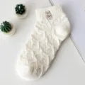 White women short socks with cute bunny embroidery, breathable Japanese style ankle socks. - One Size / Rabbit