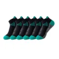 Men's Athletic Running Socks Black Green Breathable Short Sports Socks Multi-Pack - One Size / Black & Green