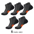 Mens athletic ankle socks breathable sports running socks 5 pairs grey color comfortable style. - One Size / Light Grey