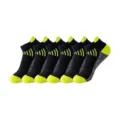 Men's athletic low-cut running socks, breathable moisture-wicking sports socks 6-pack. - One Size / Black Neon Green