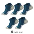 Men's Blue Athletic Ankle Socks 5 Pairs Breathable Moisture Wicking Running Sport Socks - One Size / Blue