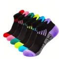 Men athletic short socks breathable cotton running sports ankle socks multi color 6 pairs pack - One Size / Multicolor