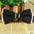 Schwarze doppelte Fliege mit weißem Rand, klassische Polyester Fliege für Herren Anzug. - Schwarz und Weiß