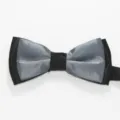 Elegante zweilagige Satin Fliege in Bicolor, ideal fuer Hochzeiten, Partys und formelle Anlaesse. - Grau