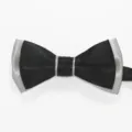 Pajarita de doble capa en negro y blanco, vista detallada de tela elegante para boda. - Núcleo Blanco y Negro