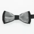 Pajarita negra y plateada de doble capa para ropa de noche, bodas y fiestas. - Gris Plata