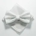 Wit geprint vlinderstrik en pochet set voor formele zakelijke kleding en bruiloften. - XGTZ10 wit