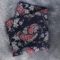 Men's Navy Blue Paisley Pocket Square Cotton Suit Hanky Wedding Business Suit Accessory - FJ-MT14