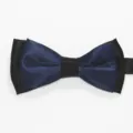 Pajarita de doble capa azul y negro para hombre boda fiesta traje accesorio elegante - Azul marino