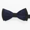 Pajarita de raso de doble capa en azul marino y negro para fiestas y bodas formales. - Azul Marino Profundo