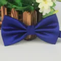 Dark blue textured polyester bow tie for men, classic business leisure bowknot accessory. - Royal Blue