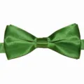 Primo piano del farfallino in poliestere lucido verde, dettaglio texture raso. - 20 Verde smeraldo