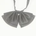 Cravattino fiocco uniforme JK doppio strato nero dettaglio, tessuto e pieghe ordinate. - LH-DC15 Nero puro
