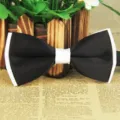 Klassische schwarz-weiße doppellagige Fliege für Herren, elegante Polyester Hochzeit. - Weißer Hintergrund Schwarz