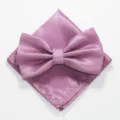 Elegante roze vlinderdas en pochet set met fijne rasterstructuur, perfect voor formele gelegenheden. - XGTZ21 rozepaars
