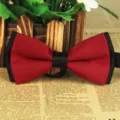 Doppelter roter und schwarzer Fliege für Herren, elegantes Polyesterseide Accessoire. - Schwarz und Burgunderrot